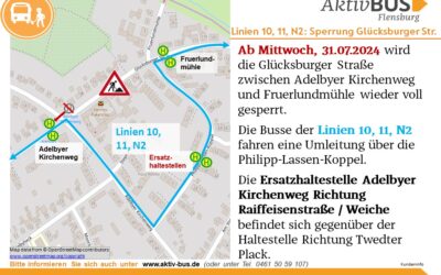 Linien 10, 11, N2: Sperrung der Glücksburger Straße ab 31.07.2024