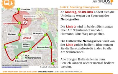 Linie 2: Änderung Umleitung Nerongsallee ab 30.09.24