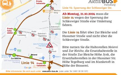 Linie 14: Sperrung der Schleswiger Str. ab 21.10.24