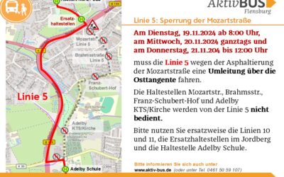 Linie 5: Asphaltierung Mozartstraße 19.-21.11.24