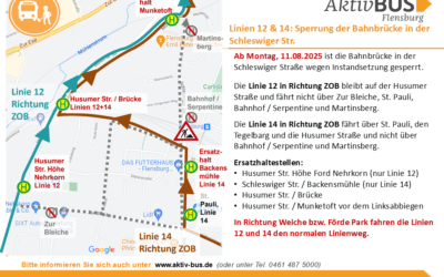 Linien 12, 14: Sperrung der Bahnbrücke in der Schleswiger Str. ab 11.8.25