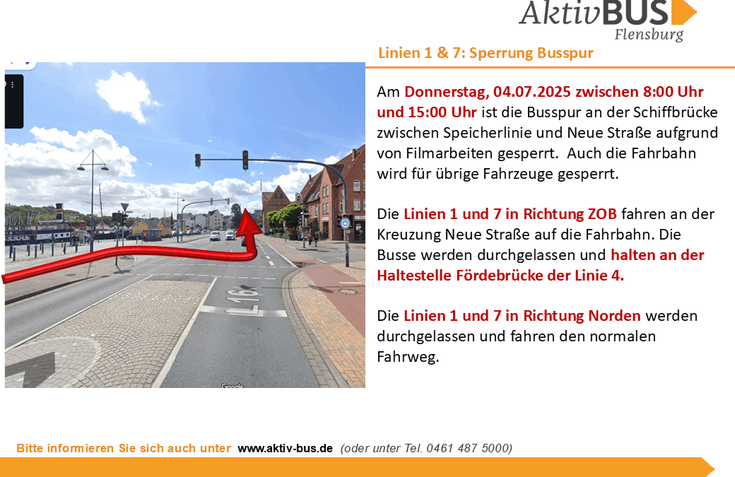 Behinderungen durch Dreharbeiten an der Schiffbrücke am 4.9.25