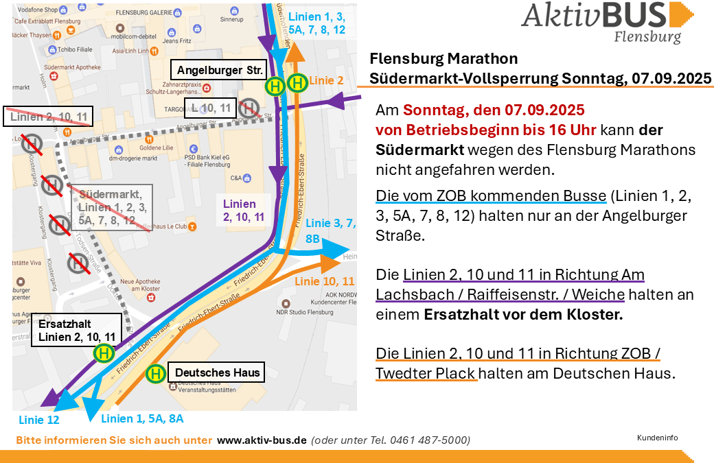 Behinderungen durch den Flensburg Marathon am 7.9.25