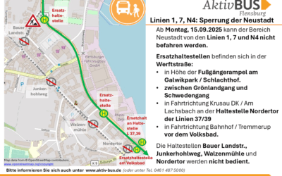 Linien 1, 7, N4: Sperrung der Apenrader Str. ab 15.9.25