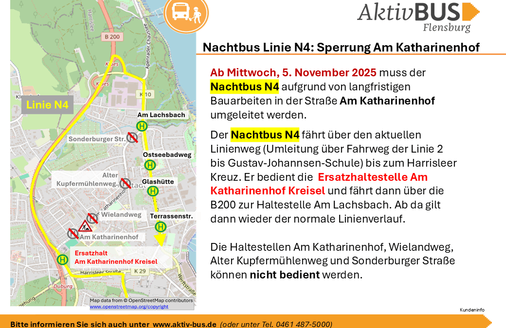 Nachtbus N4: Linienverlauf ab 14.11.2025