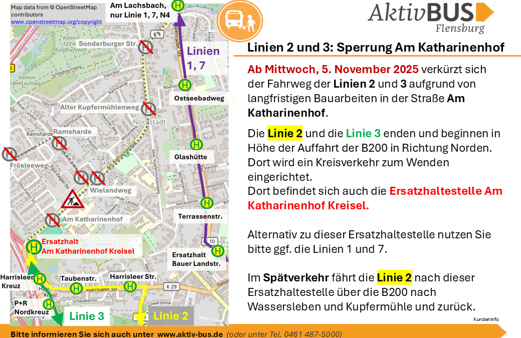 Linien 2 und 3: Sperrung am Katharinenhof erst ab 6.11.25