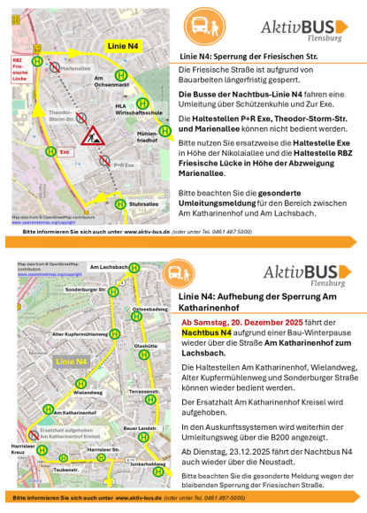 Nachtbus N4: Linienverlauf ab 20.12.2025