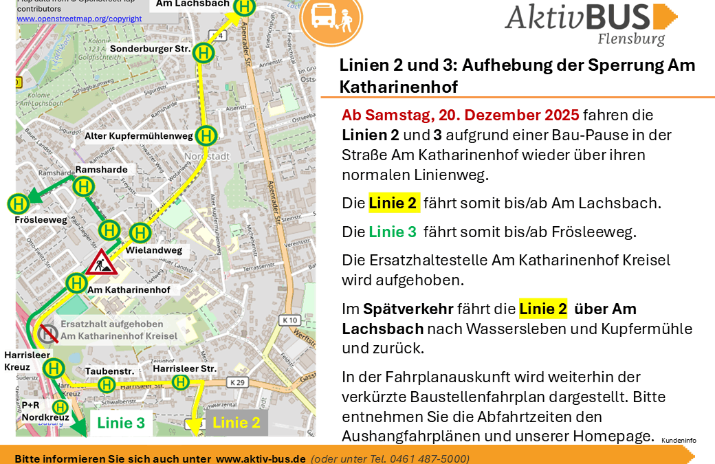 Linien 2, 3: Freigabe Am Katharinenhof ab 20.12.2025